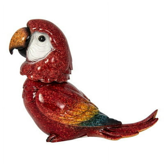 Figurine of a Red Macaw Parrot Cute Tropical Accent  - Bird Lover - Made of Polystone with the Look of Shiny Glazed Porcelain  His Head Wobbles and Jiggles - Gift - Decor