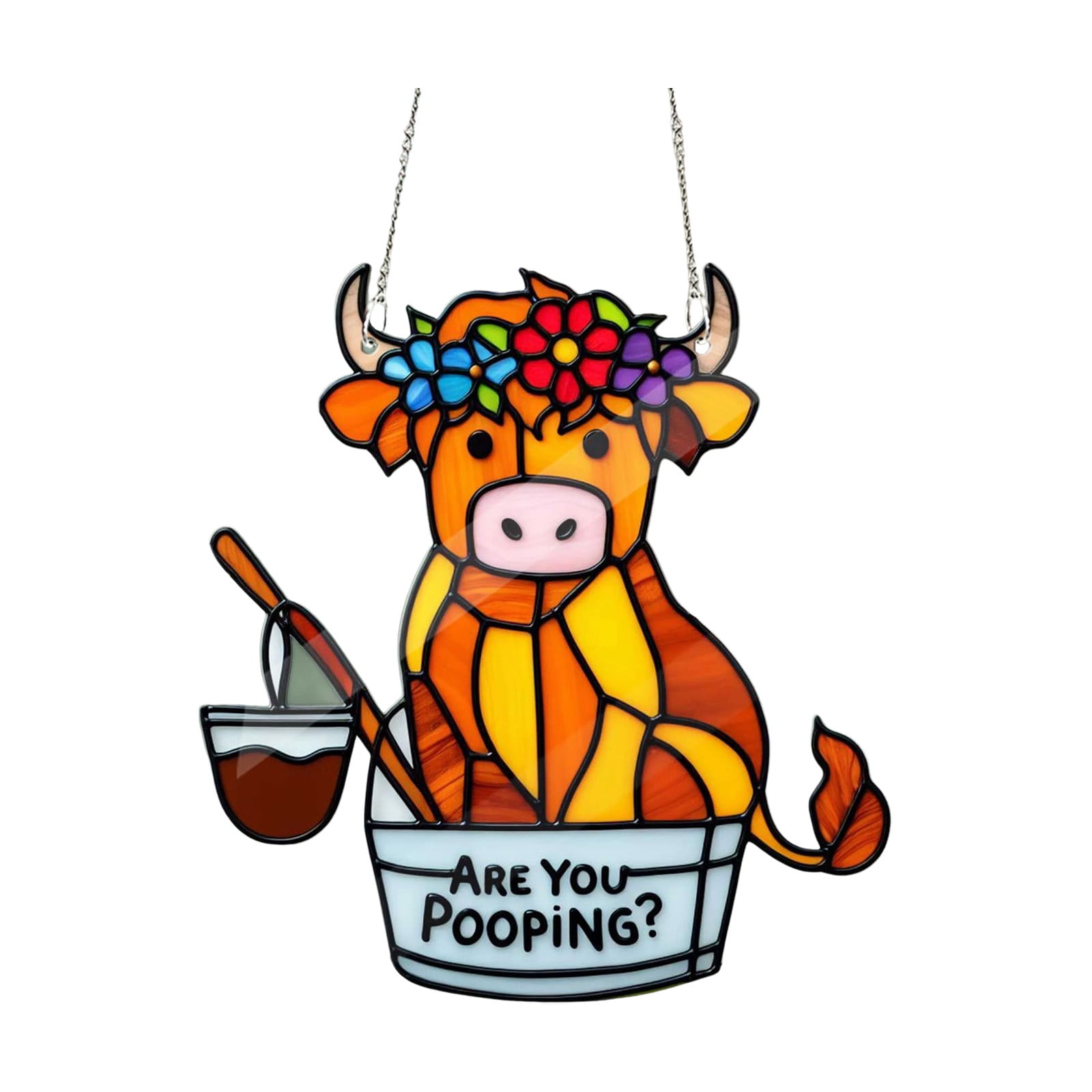 Figurine Small Window Stain Glass Vintage Drinking Happy 'Are You