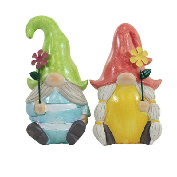 Figurine Springtime Gnome Couple Polyresin Flowers Garden Ea15465
