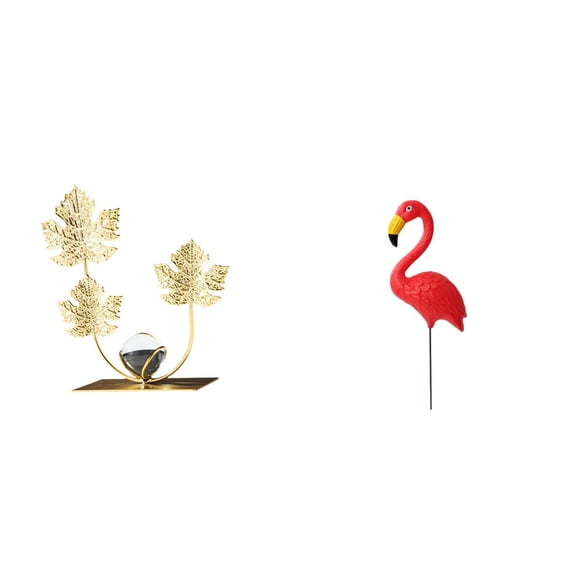 Figurine Statue Leaf Sculpture Flamingo Stake Iron Material Modern Home Office Garden Decor for All Ages