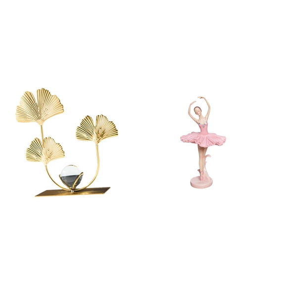 Figurine Statue Leaf Sculpture Ornament Iron Resin Material for Bedroom Office Living Room Display