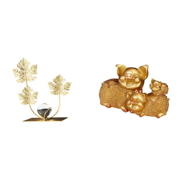 Figurine Statue Leaf Sculpture Ornament Resin Material Decorative Accent for Living Room Shelf Office Desk