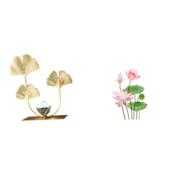 Figurine Statue Metal Flowers Leaf Sculpture Elegant Iron PVC Material for Living Room Bedroom Decor