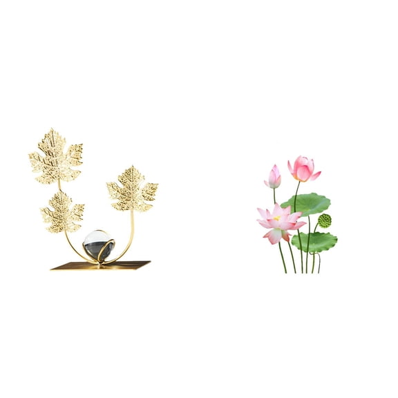 Figurine Statue Metal Flowers Leaf Sculpture Retro Iron PVC Material Bedroom Living Room Office Decor