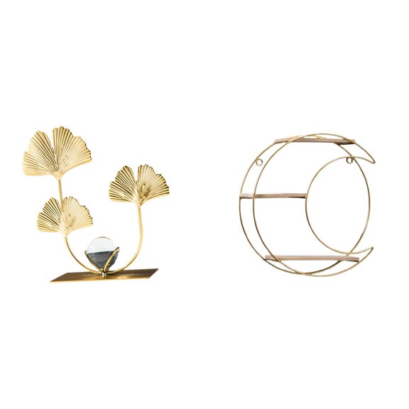 Figurine Statue Metal Leaf Sculpture Shelf Rack Iron Material Decorative Display for Bedroom Living Room Office