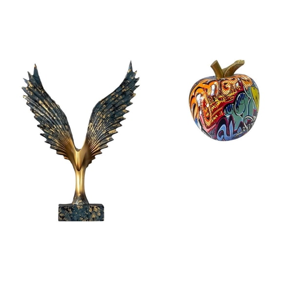 Figurine Statue Wing Sculpture Hand Painted Resin Ornament for Home Bar Party Collectable Gift