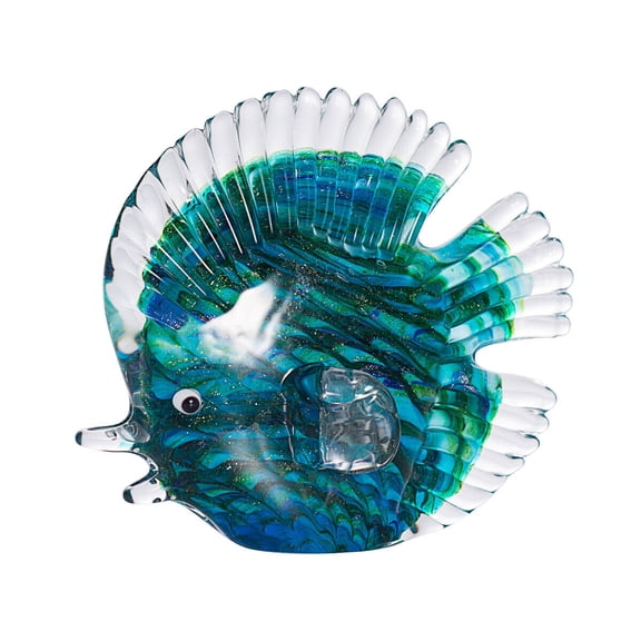 Figurine Table Decor Crystal Stripe Tropical Fish Sculpture Art Glass Hand Blown