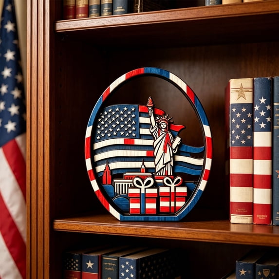 Figurines Patriotic Decor USA Statue 4th of July Independence Day Decorations American Flag Holiday Home Table Decor