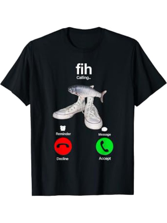 Fih Caliing Remind Me Message Decline Accept Phone Call Fish Classic Theme T-Shirt