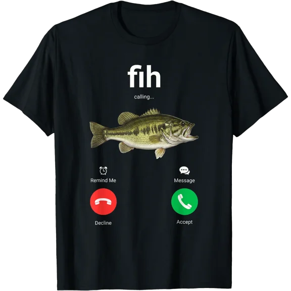 Fih Calling Decline Accept Funny Phone Call Misspelled Fish T-Shirt