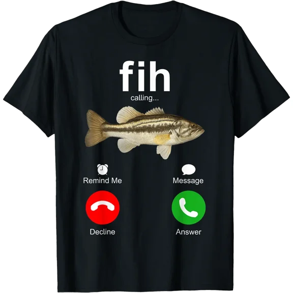 Fih Calling | Fish Decline Accept Answer Remind Me Message T-Shirt