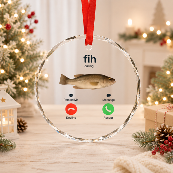 Fih Calling Fish Incoming Call Classic Theme Everyday Message Retro Theme Glass Ornament