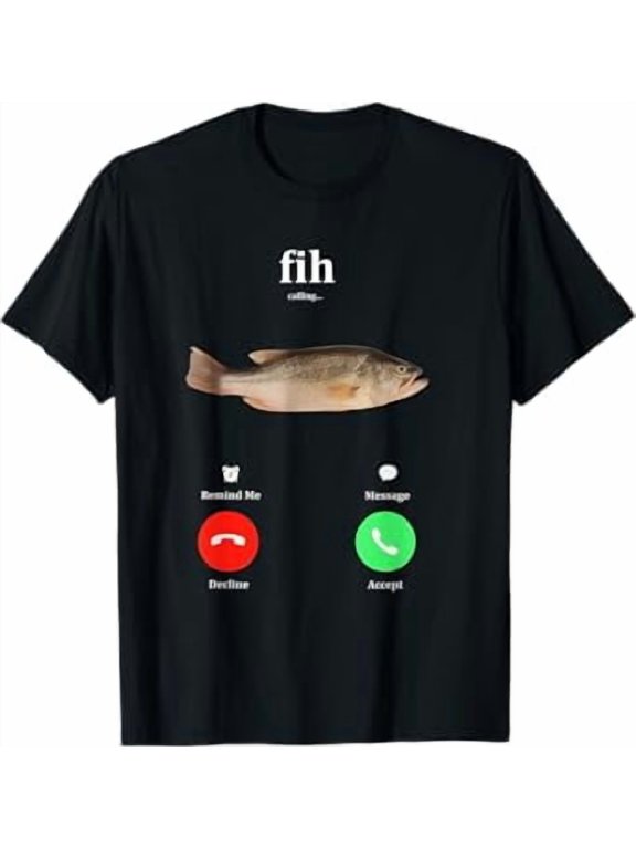 Fih Calling Remind Me Message Decline Accept Phone Call Fish Classic Theme T-Shirt