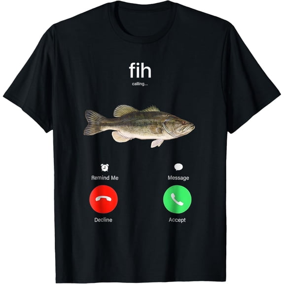 Fih Calling Remind Me Message Decline Accept Phone Call Fish T-Shirt