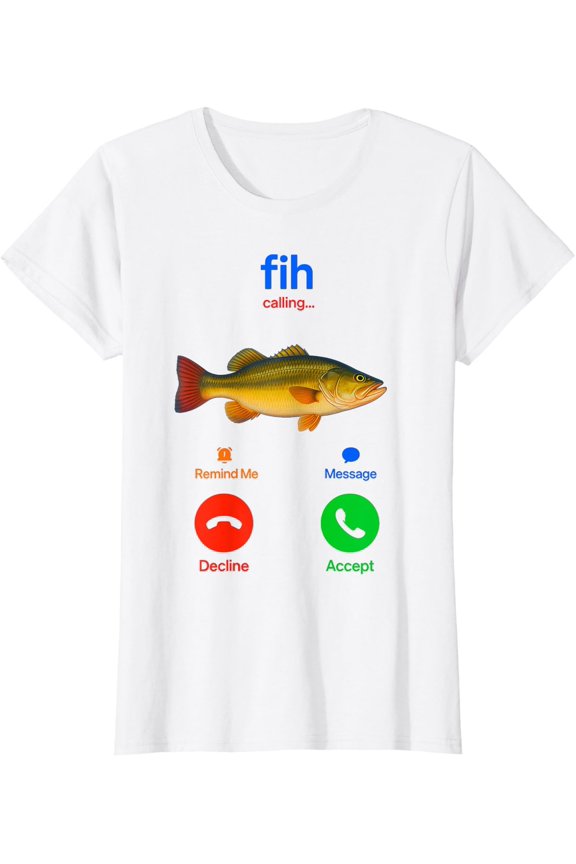 Fih Calling Remind Me Message Decline Accept Phone Ladies' Crewneck T-Shirt All Size S-5XL