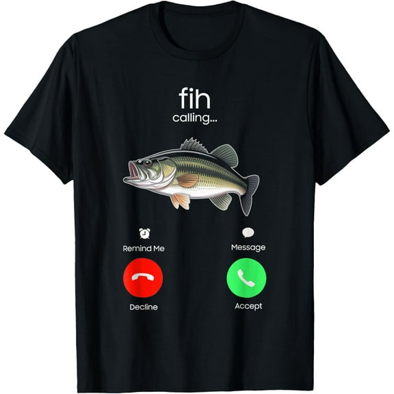 Fih Calling Remind me Message Decline Accept Phone Call Fish T-Shirt Tee