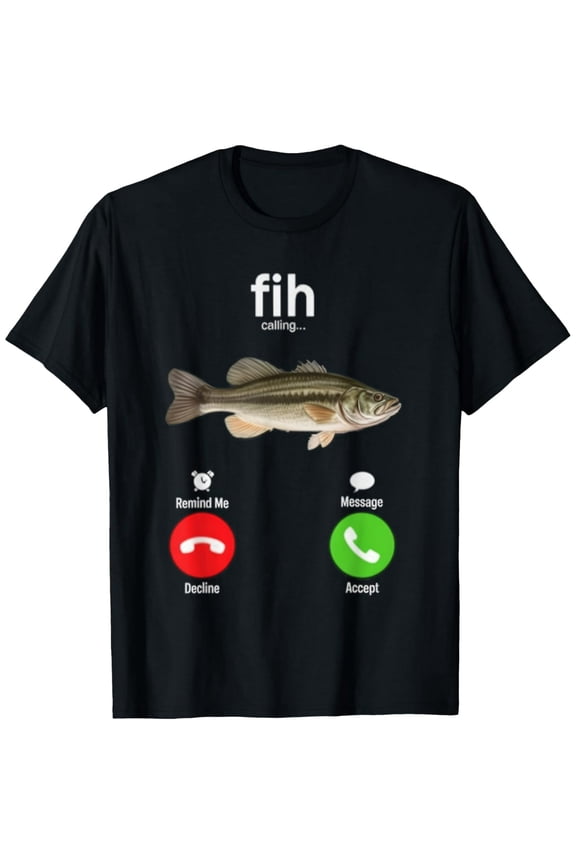 Fih Calling Remind me Message Decline Accept Phone Call Fish T-Shirt tee