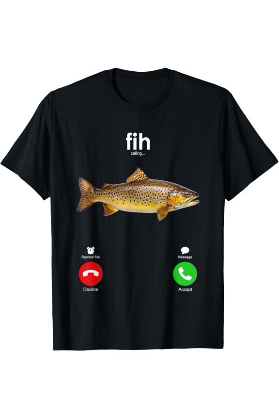Fih Calling Remind me Message Decline Accept Phone Call Fish T-Shirt tee