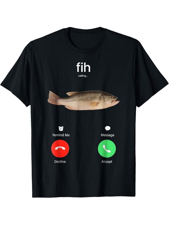 Fih Calling Remind me Message Decline Accept Phone Call Fish T-Shirt