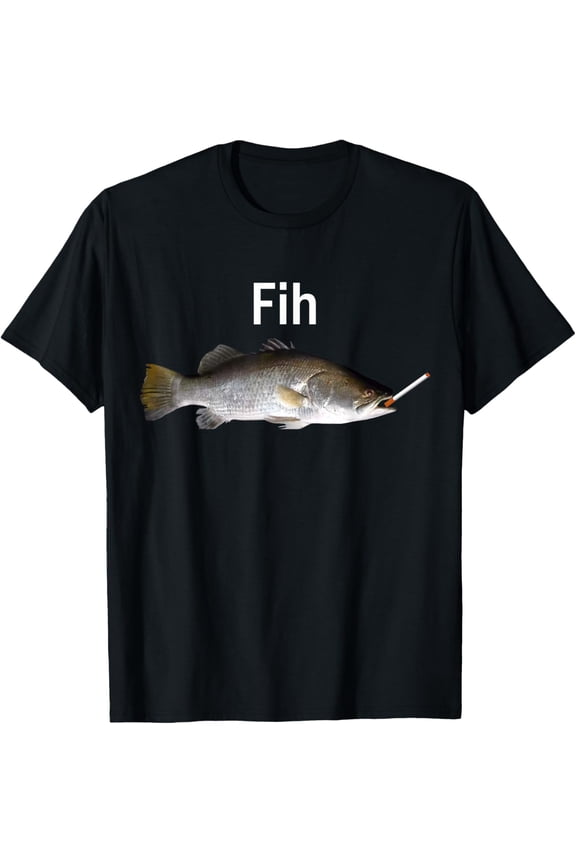 “Fih” Funny Misspelled Fish Meme Simple Humor Mens T-Shirt