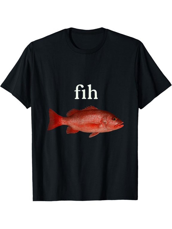 “Fih” Funny Misspelled Fish Meme, Simple Humor T-Shirt tee