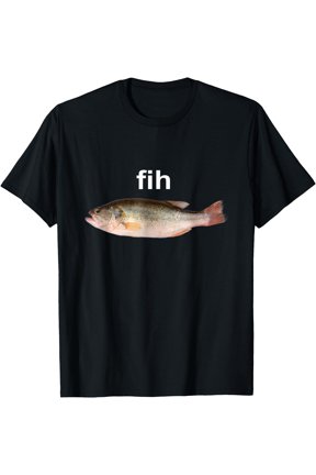 “Fih” Funny Misspelled Fish Meme, Simple Humor T-Shirt