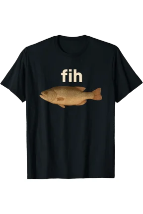 Fih Funny Misspelled Fish Meme, Simple Humor T-Shirt