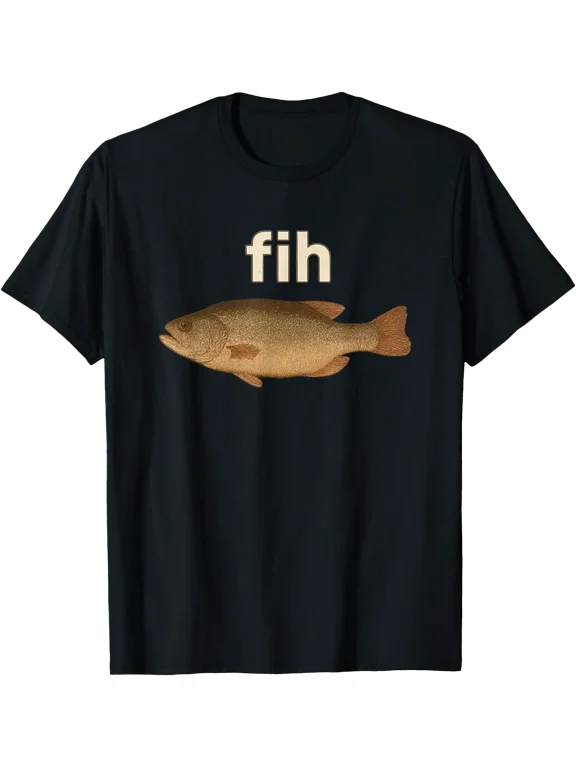Fih Funny Misspelled Fish Meme, Simple Humor T-Shirt