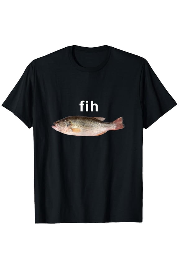 “Fih” Funny Misspelled Fish Meme T Shirt | Simple Humor Typo Graphic Tee | Viral Internet Joke Shirt | 100% Cotton Soft Unisex T-Shirt
