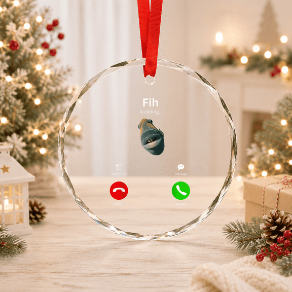 Fih is Calling Misspelled Fish Meme Fih Fish Calling Glass Ornament