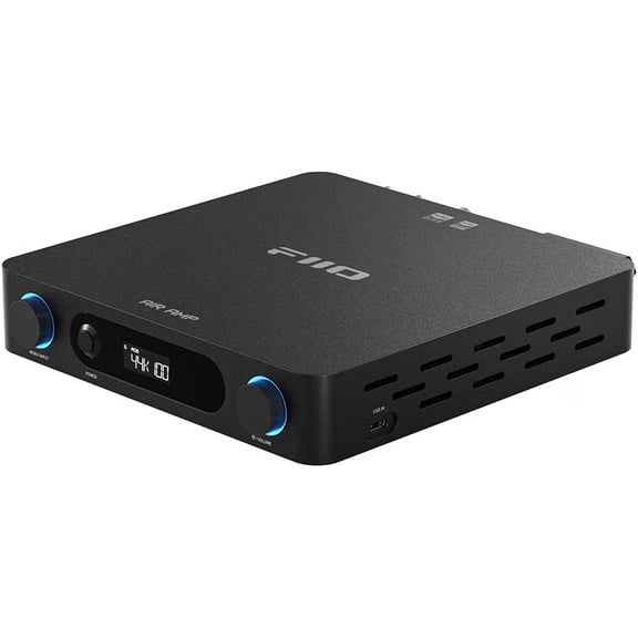 FiiO AIRAMP All-in-One Desktop Amplifier, ES9020Q DAC, XMOS XU316, 120W×2 Class D Power Amp, Bluetooth 5.0, USB Optical Coaxial Input, Subwoofer Output (Black)