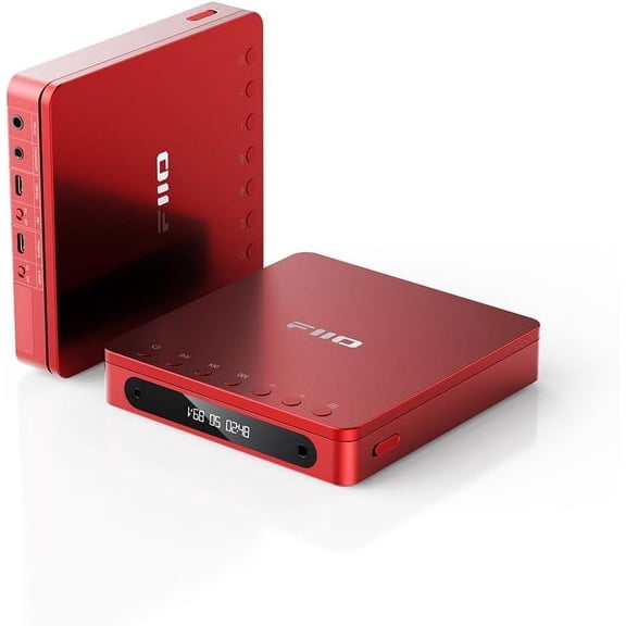 FiiO DM13 Multifunctional Portable Stereo CD Player with Long-Lasting Battery, Supports USB Ripping, Optical/coaxial/3.5mm/4.4mm outputs (Red Bluetooth)