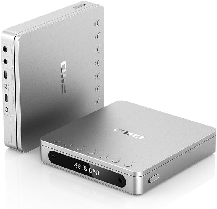 FiiO DM13 Multifunctional Portable Stereo CD Player with Long-Lasting Battery, Supports USB Ripping, Optical/coaxial/3.5mm/4.4mm outputs (Silver)