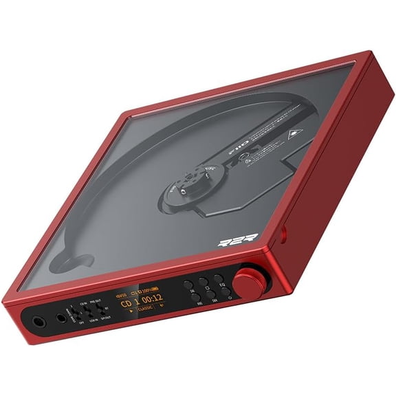 FiiO DM15 Portable Stereo CD Player with True 24Bit R2R DAC, 1150mW+1150mW High-Power Output, aptX Adaptive Bluetooth Transmitter, 24 Sound Presets, USB/CD HiFi Audio, HD Display (Red)