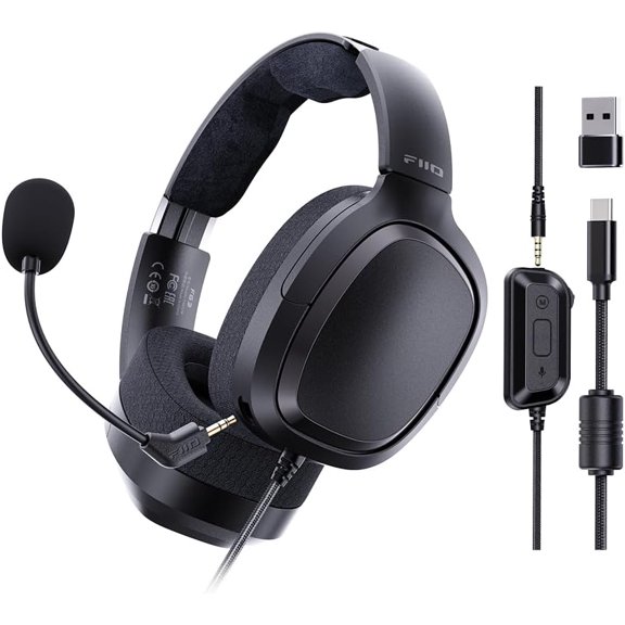 FiiO FG3 Gaming Headset, Dual Dynamic Driver USB Headphones with Detachable ENC Microphone, Virtual 7.1 Surround Sound, Hi-Res DAC, DSP EQ, Compatible with PC, PS5, Xbox & Switch