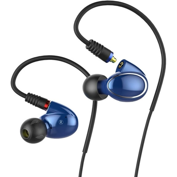 FiiO FH1 Dual Driver Hybrid Over The Ear Headphones/Earphones/Earbuds in-Ear Monitors with Android Compatible Mic and Remote (Blue)