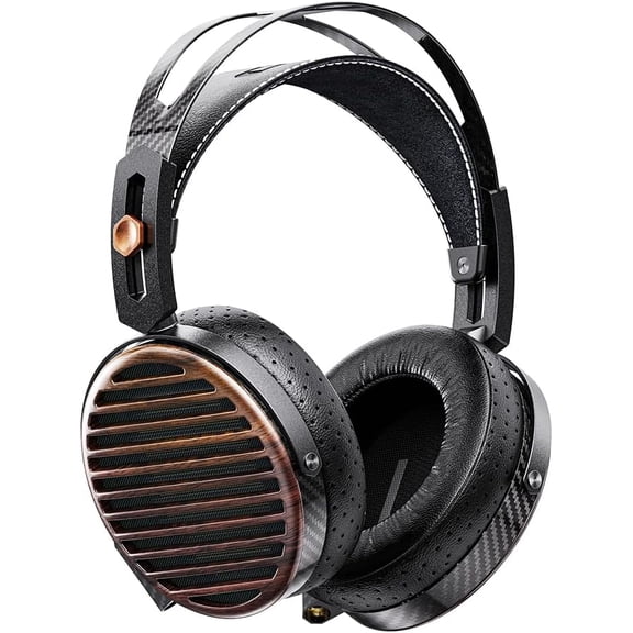 FiiO FT7 Headphones Open-Back Planar 106mm Planar Magnetic Monitor Earphone Gold Diaphragm Carbon Fiber Shell Detachable Cables (Black)