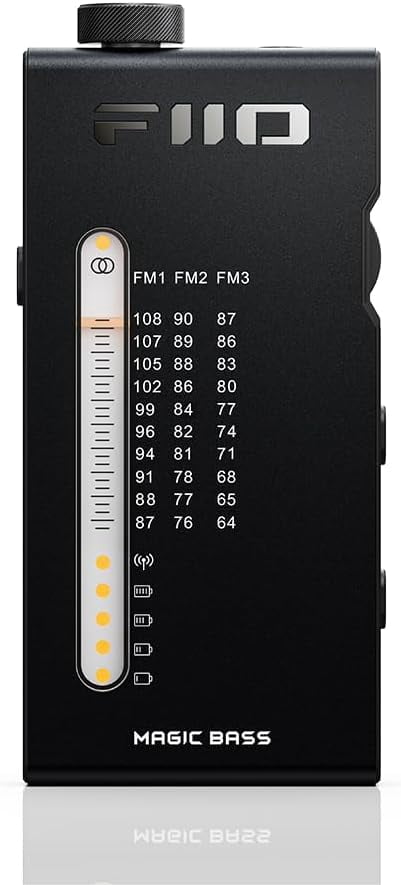 FiiO RR11 Portable HiFi FM Stereo Radio Receiver with Analog PVR Tuning, BASS+3D Sound Effects, 64MHz-108MHz (Black, Hi-Res Audio Certified)