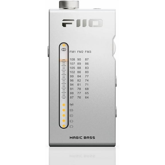 FiiO RR11 Portable HiFi FM Stereo Radio Receiver with Analog PVR Tuning, BASS+3D Sound Effects, 64MHz-108MHz (Silver, Hi-Res Audio Certified)