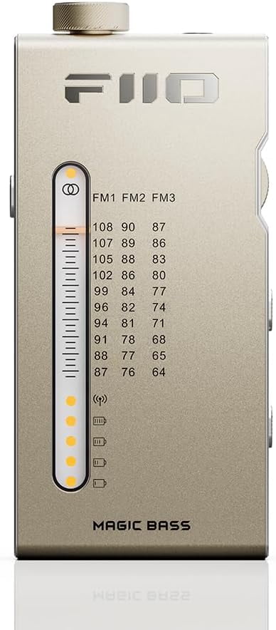 FiiO RR11 Portable HiFi FM Stereo Radio Receiver with Analog PVR Tuning, BASS+3D Sound Effects, 64MHz-108MHz (Titanium Gold)