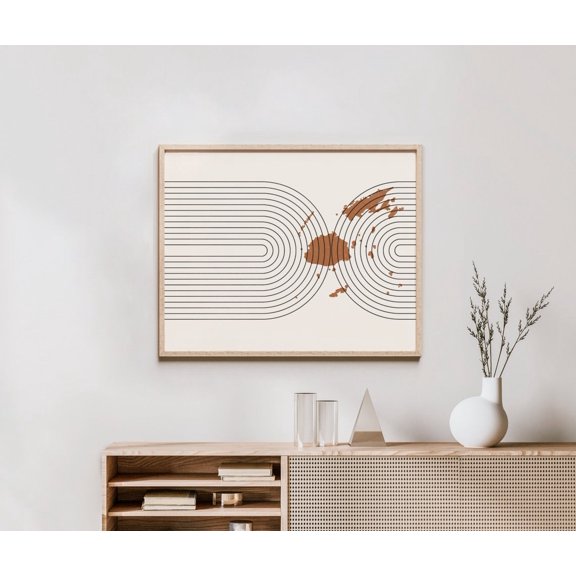 Fiji Country Map Mid Century Wall Art Decor Unframed Paper Print