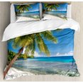 thumbnail image 1 of Fiji Duvet Cover Set, Real Life Image of an Island with a Sky Paradise for Travelers, Decorative 3 Piece Bedding Set with 2 Pillow Shams, Calking Size, Azure Blue Multicolor, by Ambesonne, 1 of 2