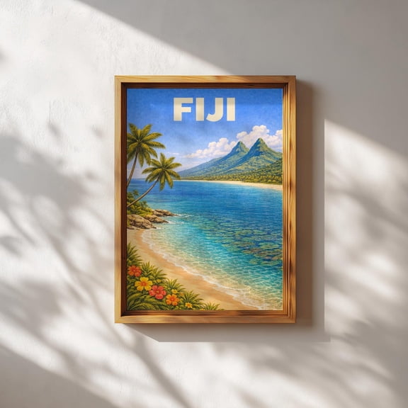 Fiji Fiji Wall Art Fiji Travel Print Vintage Wall Art, Unframed Paper Print