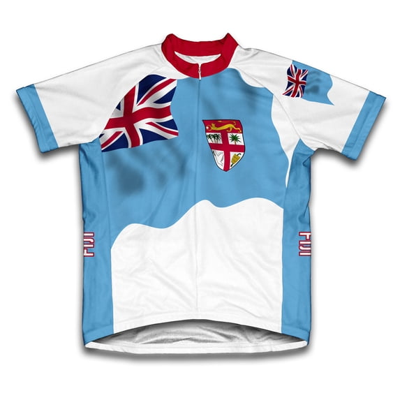 Fiji Flag Short Sleeve Cycling Jersey for Men - Size XL