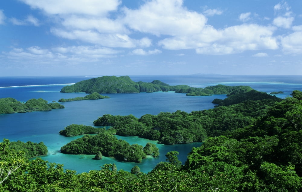 Fiji Landscape overlooking bay among islands Vanua Belavu Canvas Art - Larry Dale Gordon Design Pics (34 x 22)
