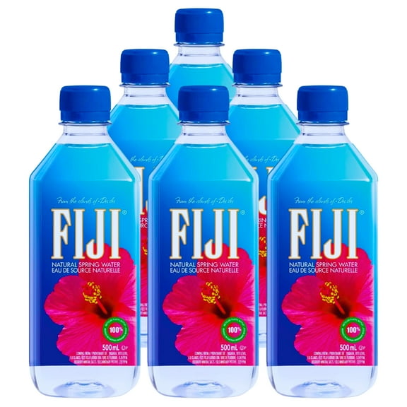 Fiji Natural Artesian Water, 500ML Bottle (Pack of 6) Naturally Filtered Spring Water Kosher Gluten-free Thirst Quencher Blissful On-the-go Travel Hydration & CUSTOM Storage Carrier