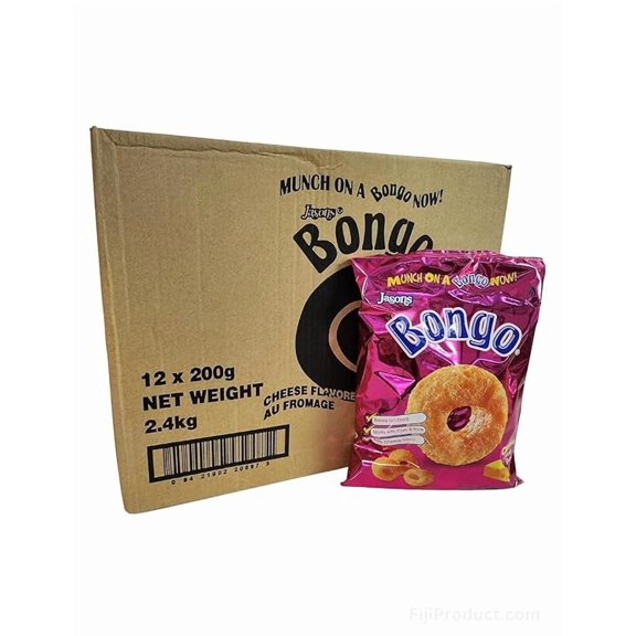 Fiji Snacks - Bongo Cheese Flavor Snacks (Case Pack Of 12 x 200g EA) Real Unique Cheese Flavor BOX - BUY " Family Size "