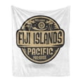 thumbnail image 1 of Fiji Soft Flannel Fleece Blanket, Welcoming Pacific Paradise Emblem Inspired Design Tropical Summer Holiday, Cozy Plush for Indoor and Outdoor Use, 50" x 60", Dark Taupe Pale Camel, by Ambesonne, 1 of 5