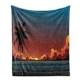 thumbnail image 1 of Fiji Soft Flannel Fleece Throw Blanket, Dramatic Illustration of a Sunset Scene, Cozy Plush for Indoor and Outdoor Use, 50" x 60", Multicolor, by Ambesonne, 1 of 5