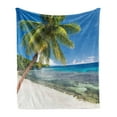 thumbnail image 1 of Fiji Soft Flannel Fleece Throw Blanket, Real Life Image of an Island with a Sky Paradise for Travelers, Cozy Plush for Indoor and Outdoor Use, 50" x 60", Azure Blue Multicolor, by Ambesonne, 1 of 5